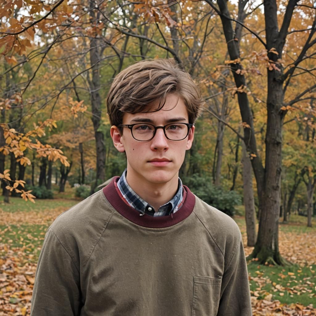 Young Man in Cozy Fall Attire
