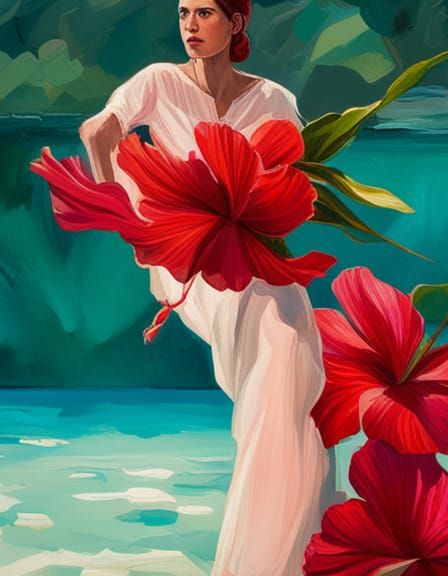 Hibiscus Bride in Pop Art Style