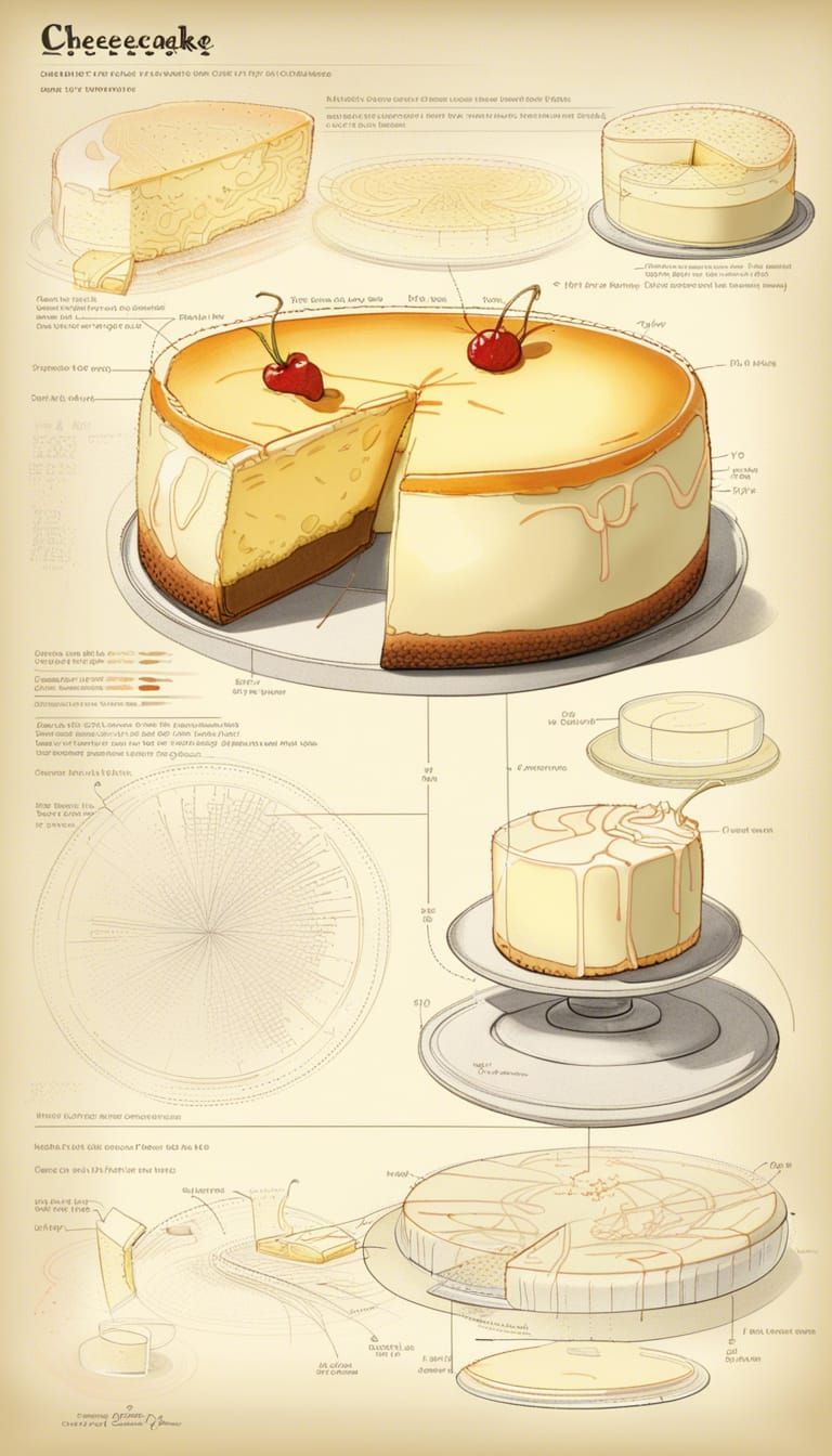 Cheesecake Technical Schematic Diagram, Scientific Illustrat...