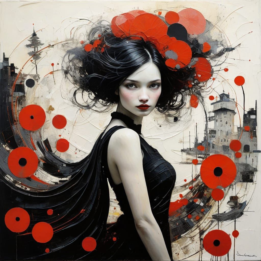 Textured Encaustic Painting in Naive Style