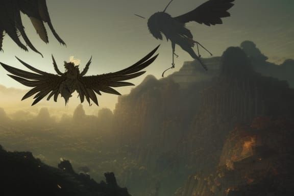 Epic Battle: Valkyrie Versus Winged Warrior in Anime Style