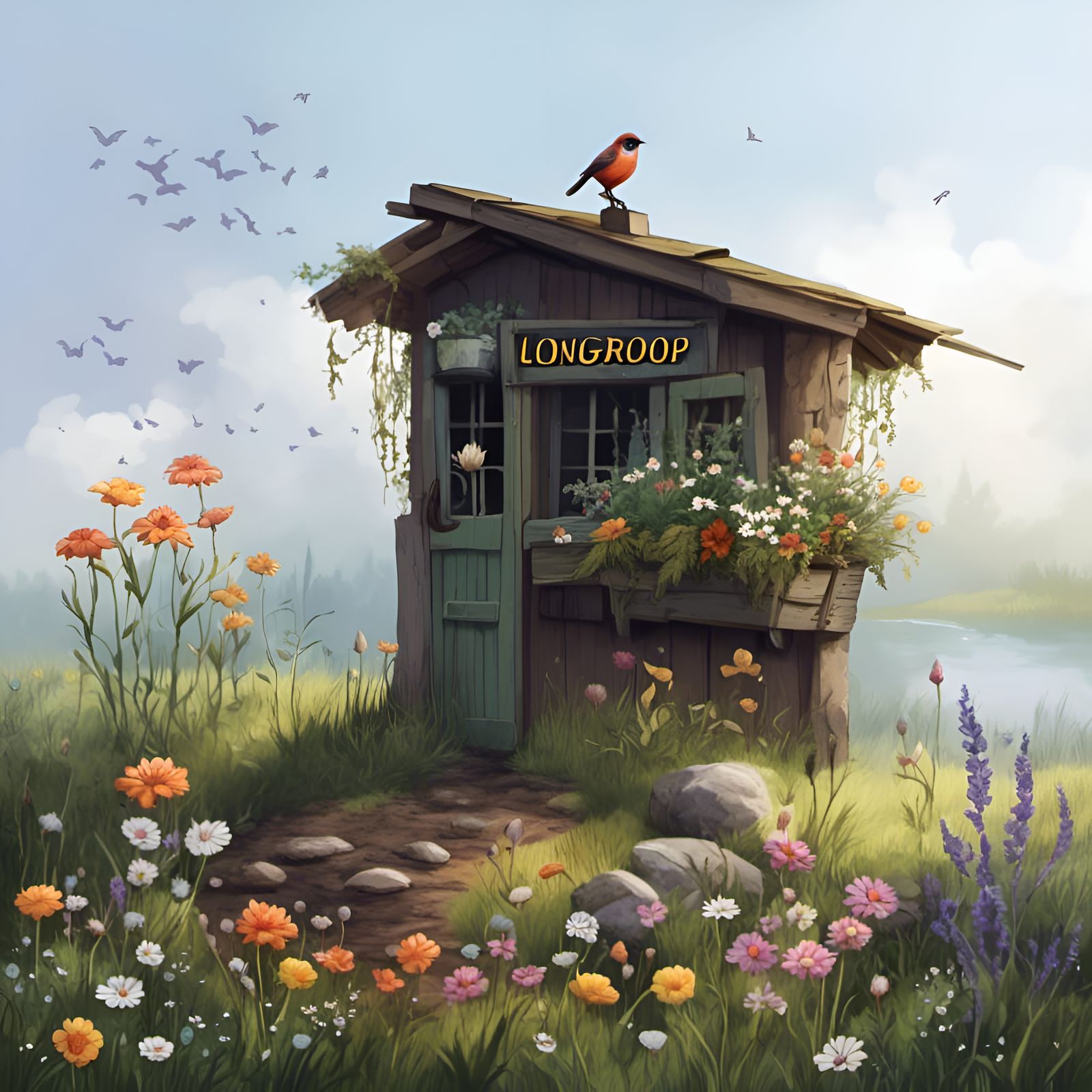 Retro Hand-Drawn Sign Reads LONGDROP