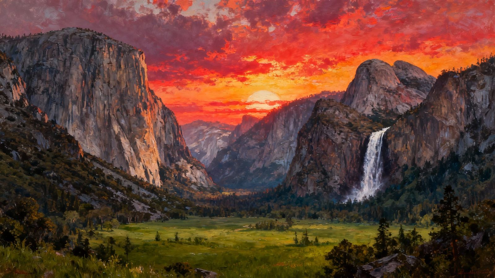 Yosemite National Park Sunset Digital Painting