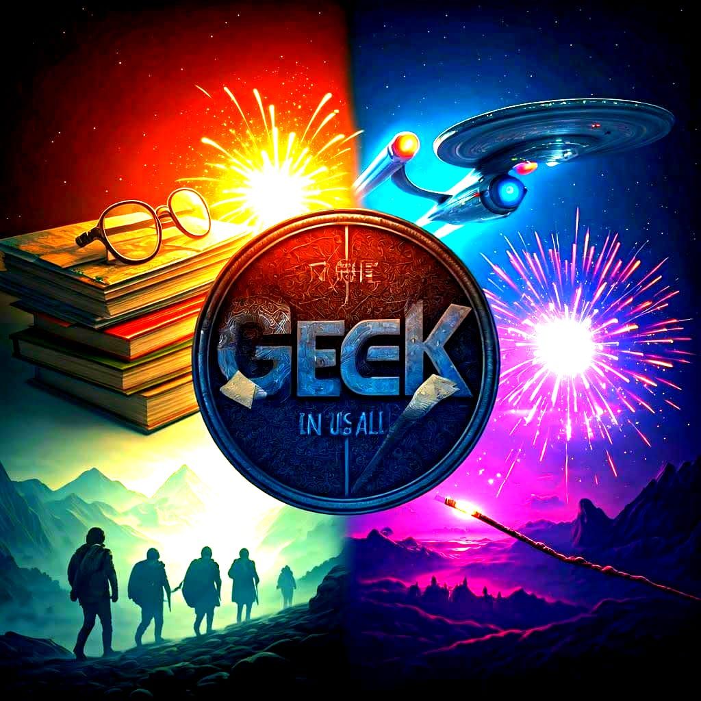 Geeky Logo with Sci-Fi and Fantasy Elements