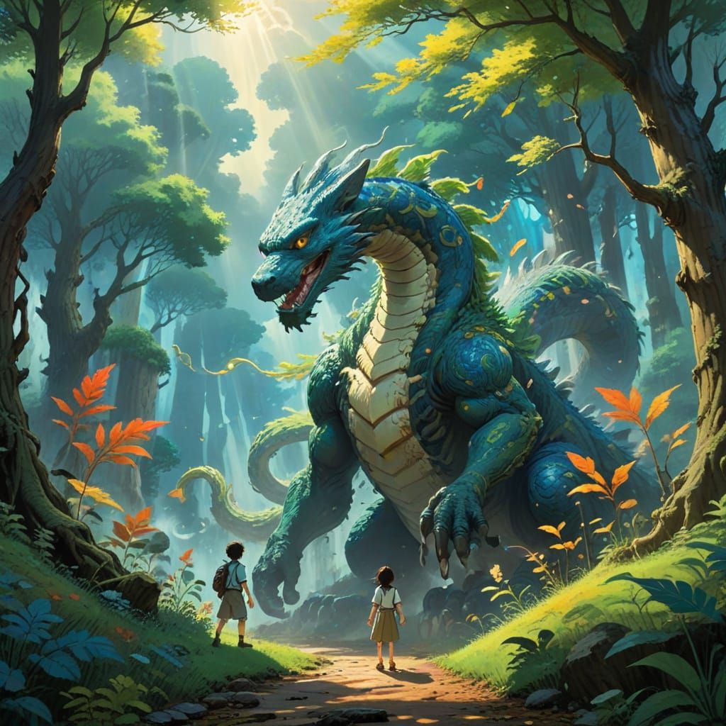 Surreal Warrior in Enchanted Forest