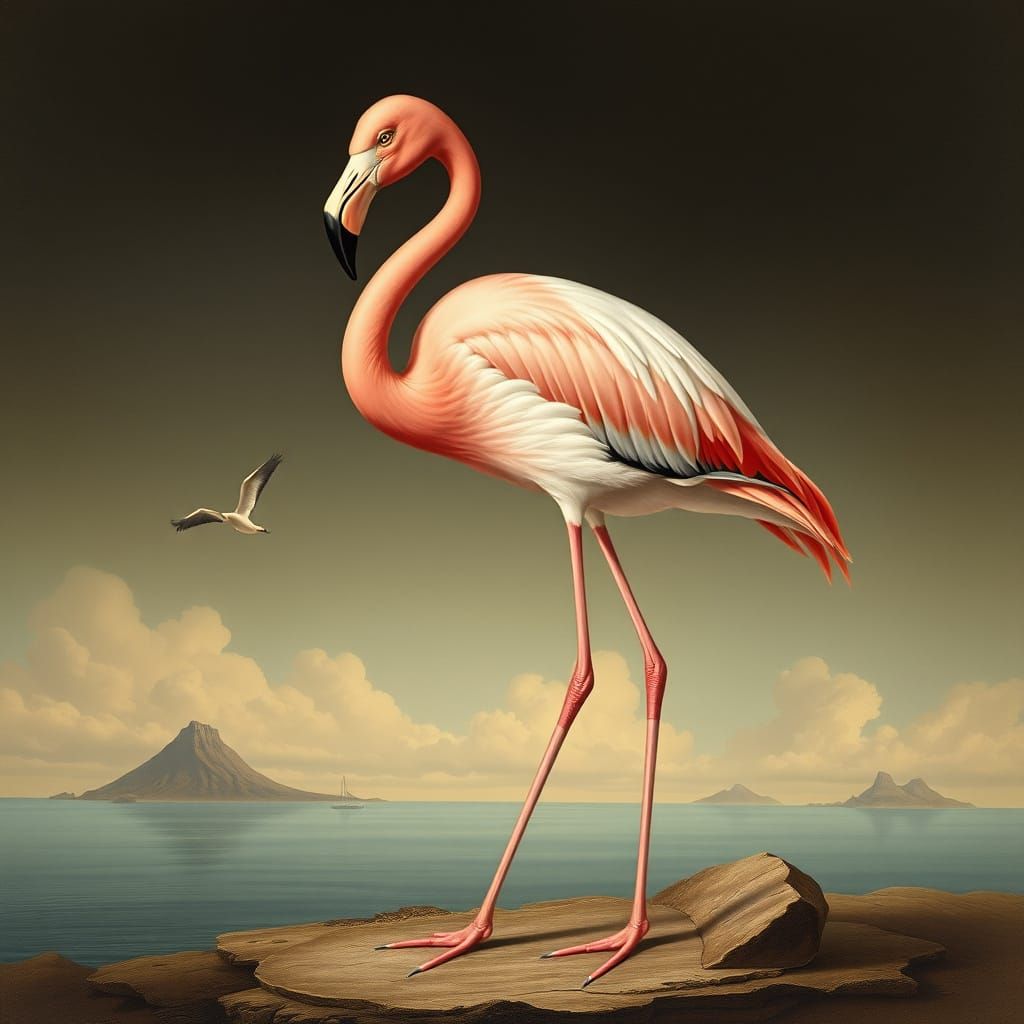 American Flamingo Detailed Victorian Illustration