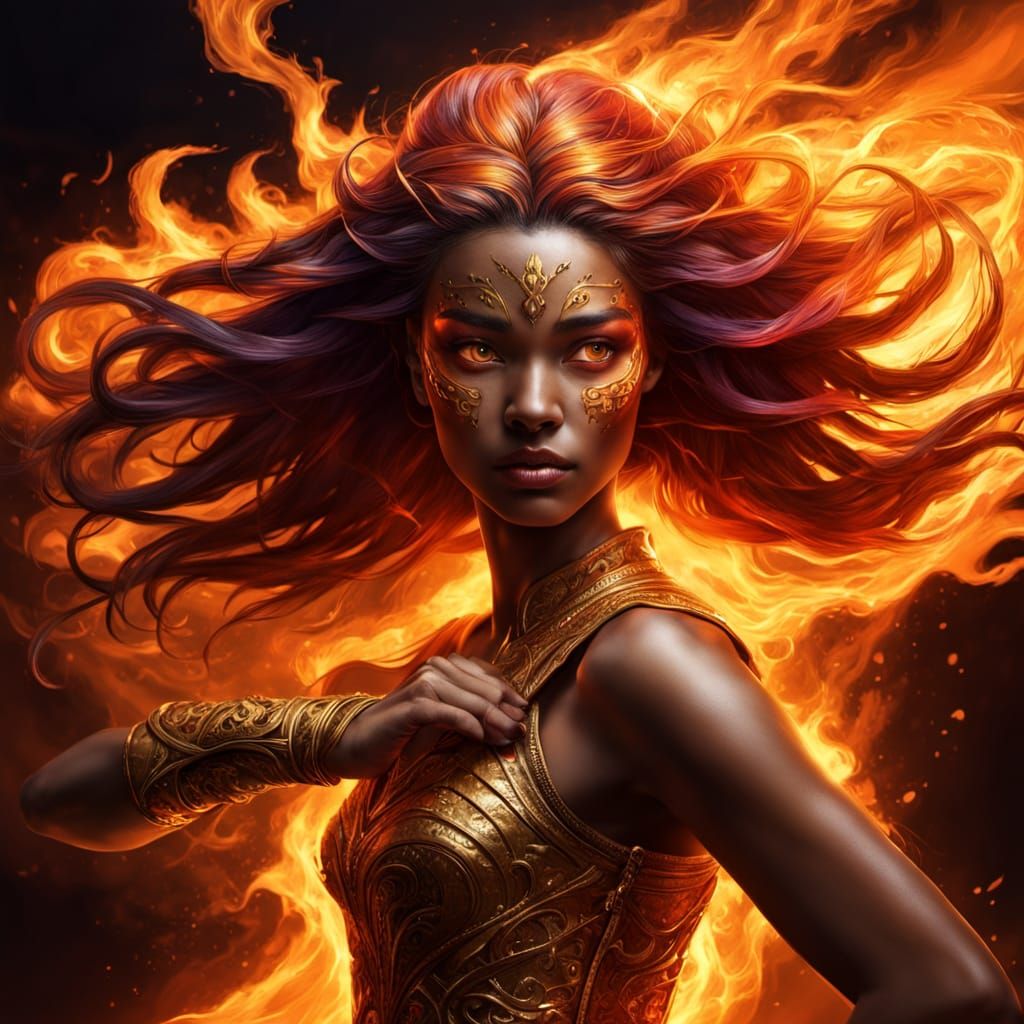 Firy Goddess Queen with Blazing Embers