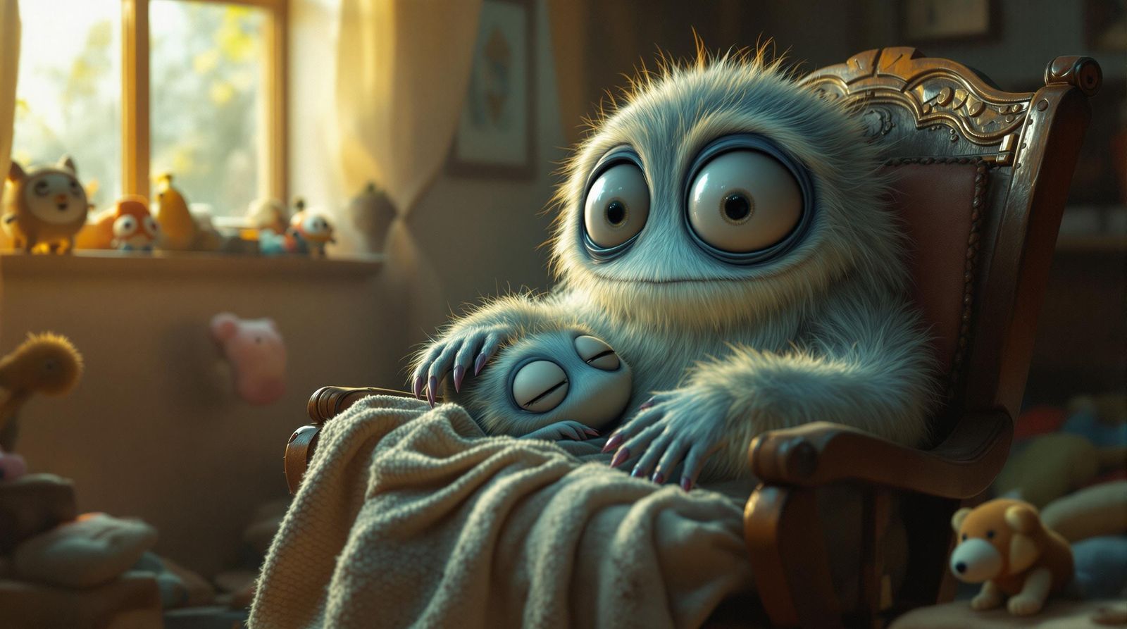 Giant Mom Monster and Baby in 3D Render