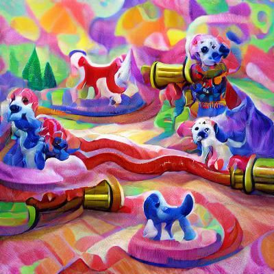 Dogs of War in Candyland Gouache Wonderland
