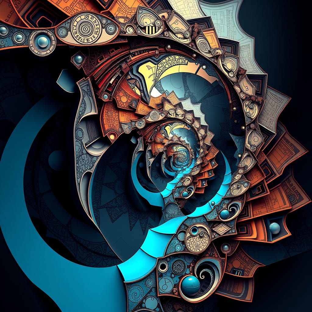 Geometric Abstract Fractal Art Deco Painting