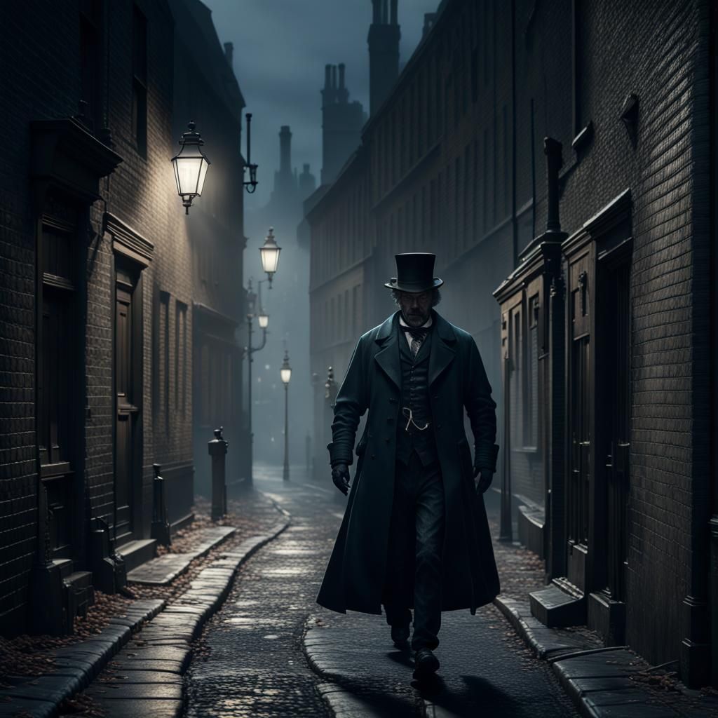 Menacing Jack the Ripper in Dark Fantasy Style