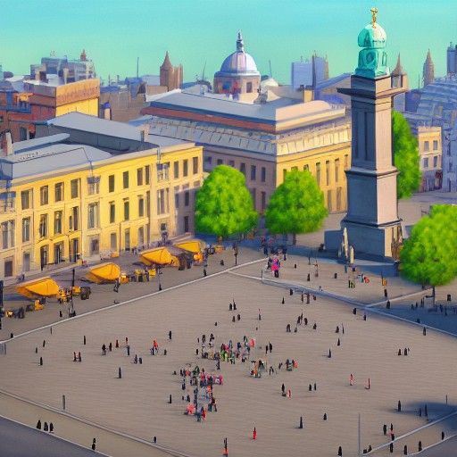 Isometric View of Trafalgar Square in London