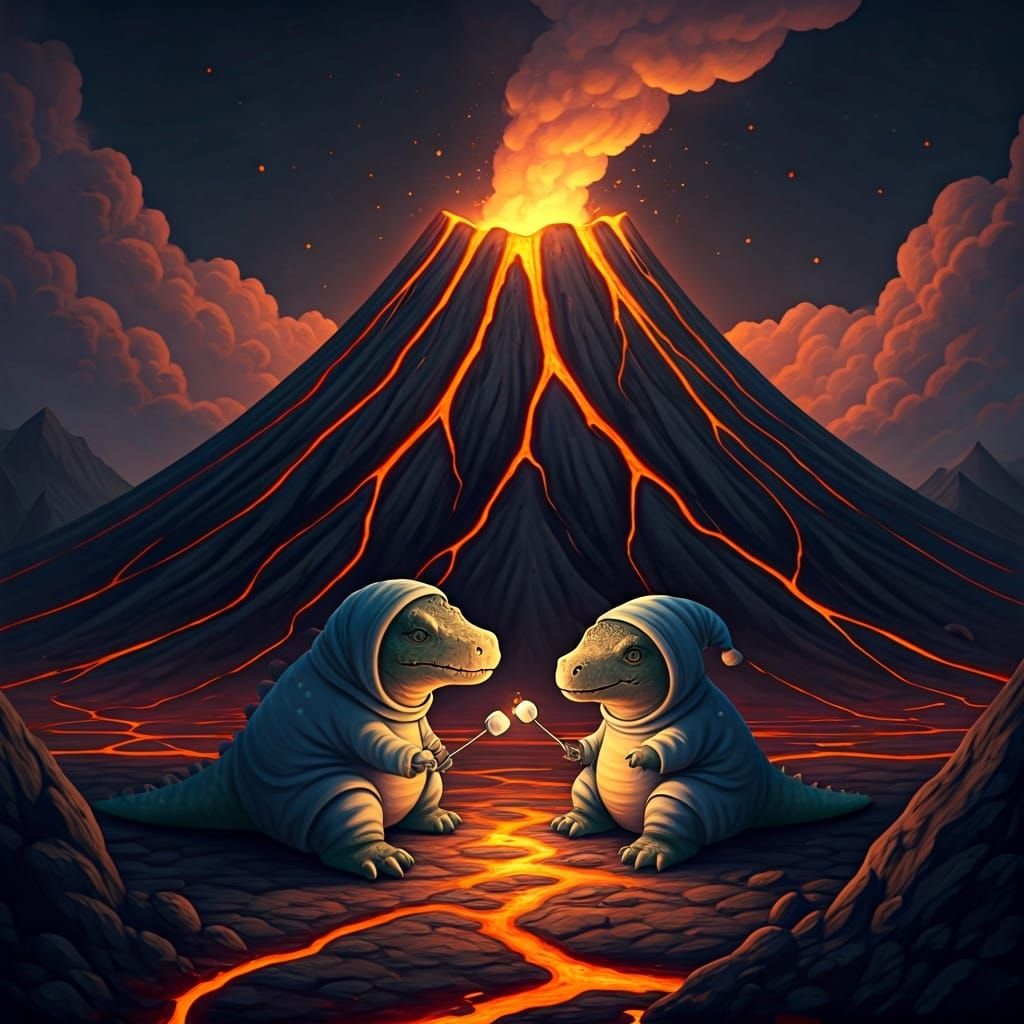 Kawaii-style dinosaurs in pajamas