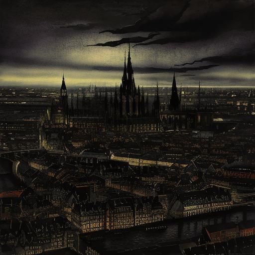 Hamburg Speicherstadt in Burtonesque Encaustic Gel Print