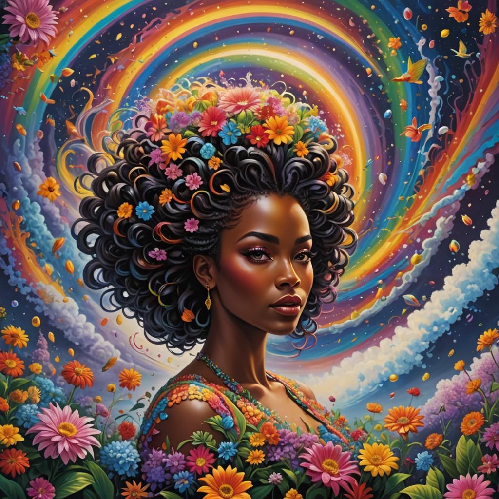 Rainbow Goddess in Psychedelic Crystal Art