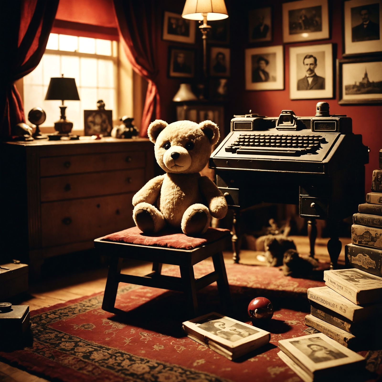 Haunting Vintage Plush Toy in Tin-Type Style