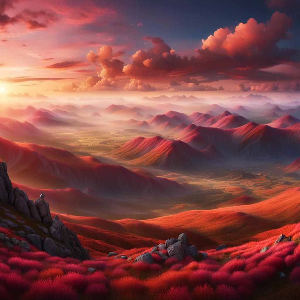 Majestic Valley Under Midnight Sun: Digital Matte Painting