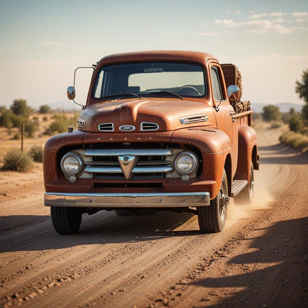 Ford F1 1951 on Dusty Road: Digital Art