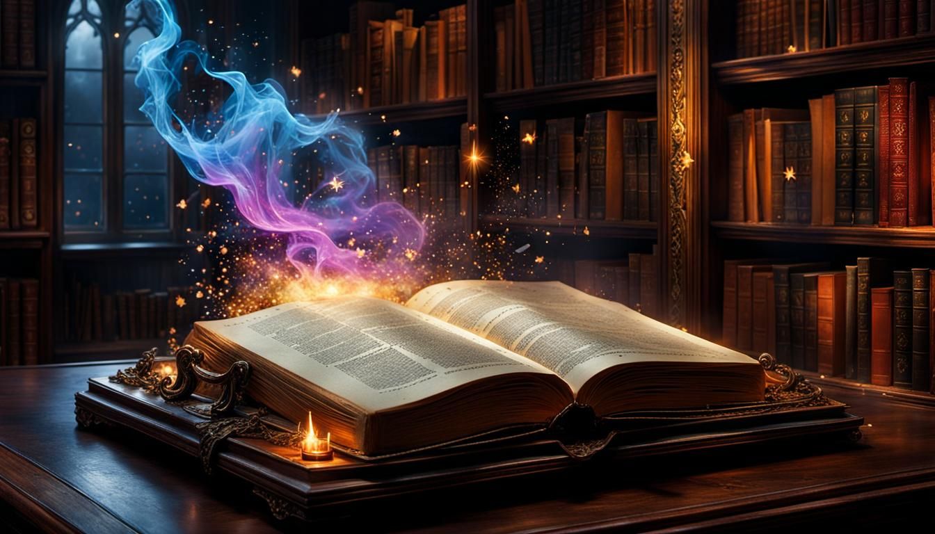 magic book in a library