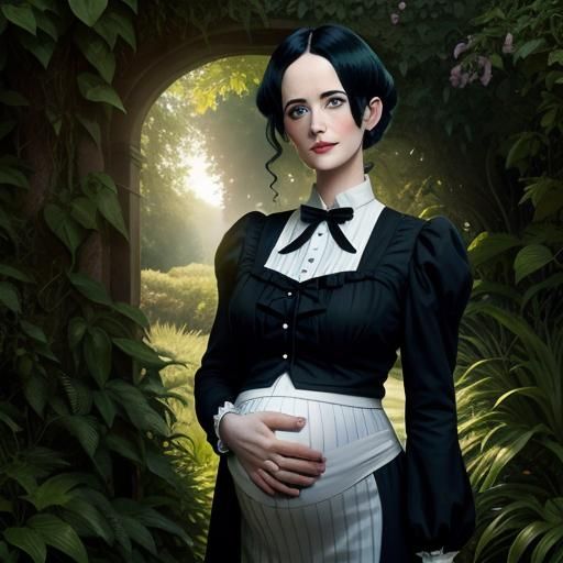 Miss Peregrine Pregnant in Magical Garden, Illustration