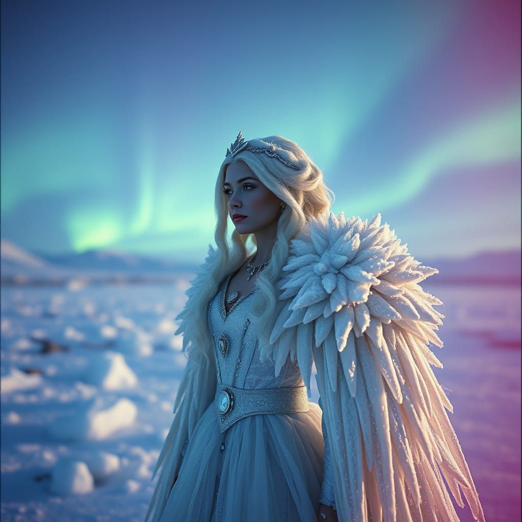 Ethereal Queen Under Northern Lights