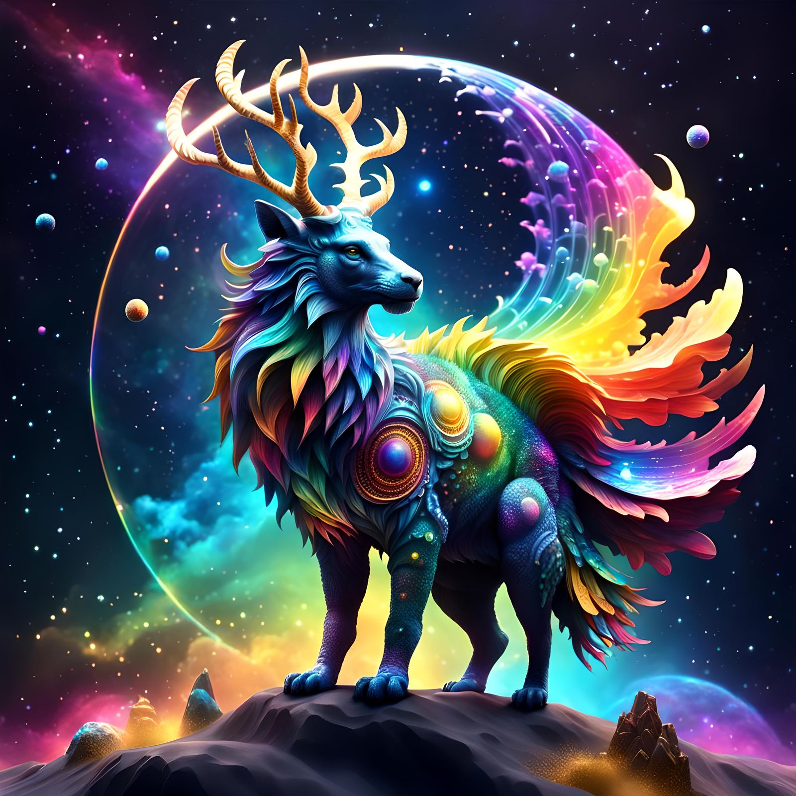 Cosmic Magical Creature in Spectrum of Colors