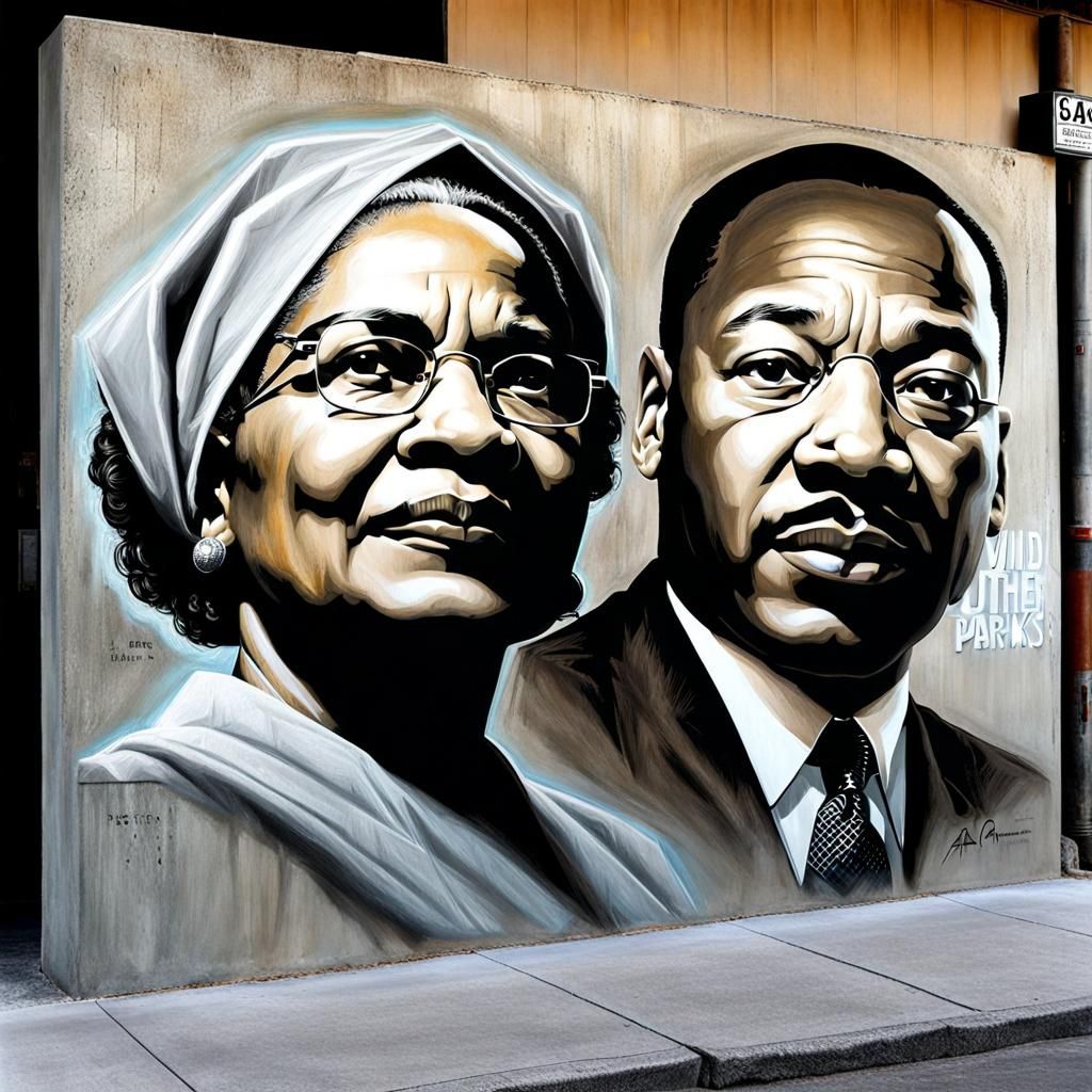 Double Exposure Chalk Art: Rosa Parks, Martin Luther King