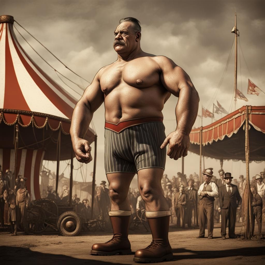 Sepia-Toned Surreal Graphic Novel of 1930s Strongman