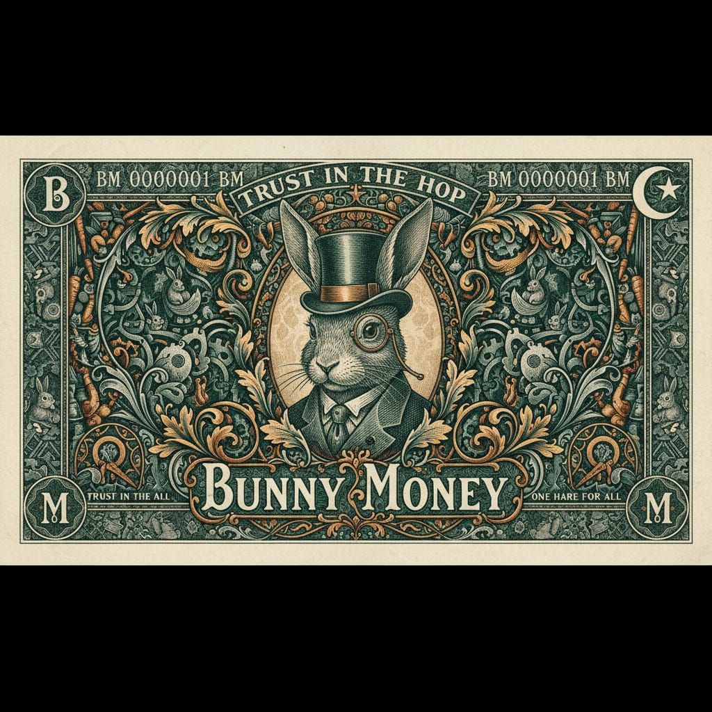 Intricate Bunny Money Design with Rabbit