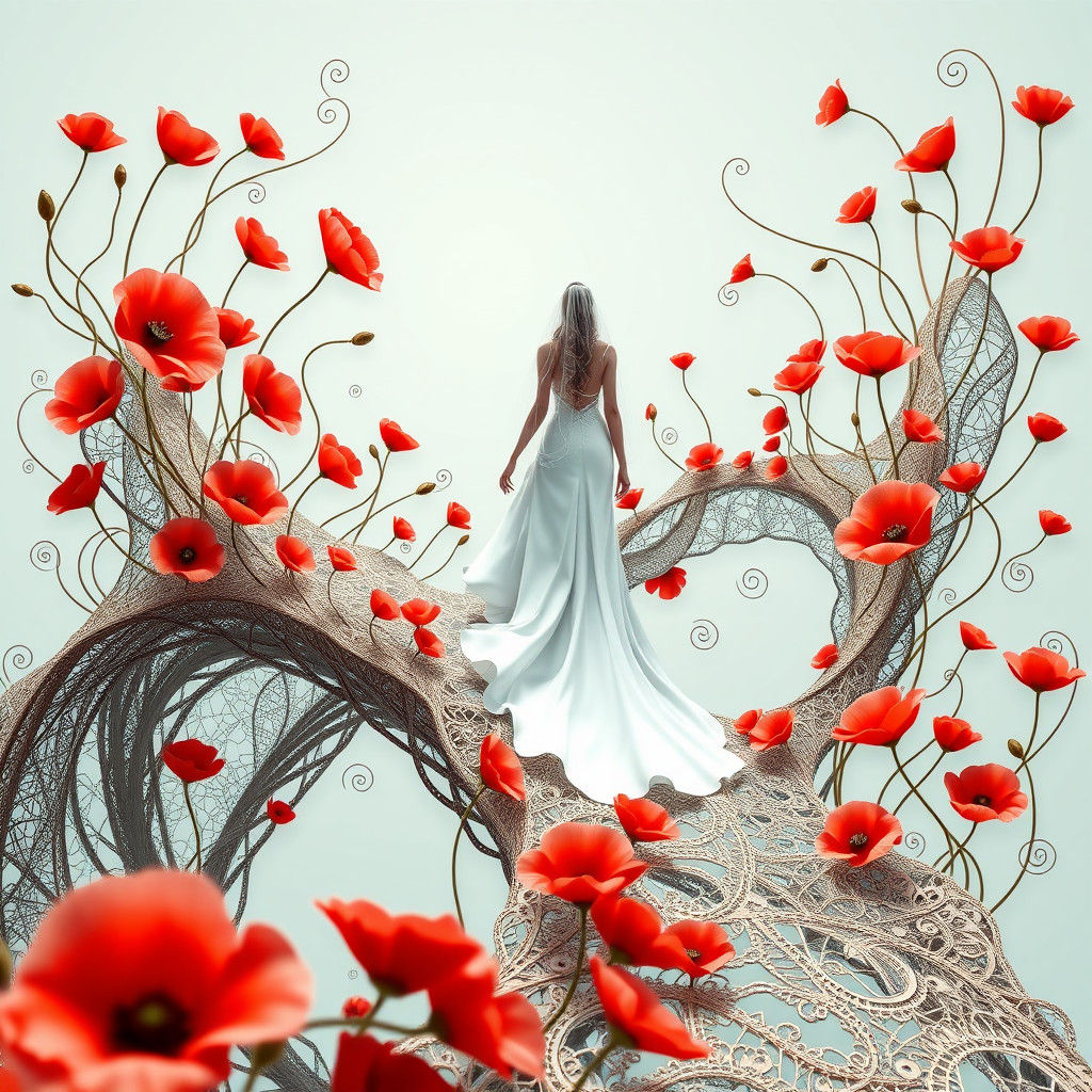 Poppy Bridge Bride in Futuristic Style