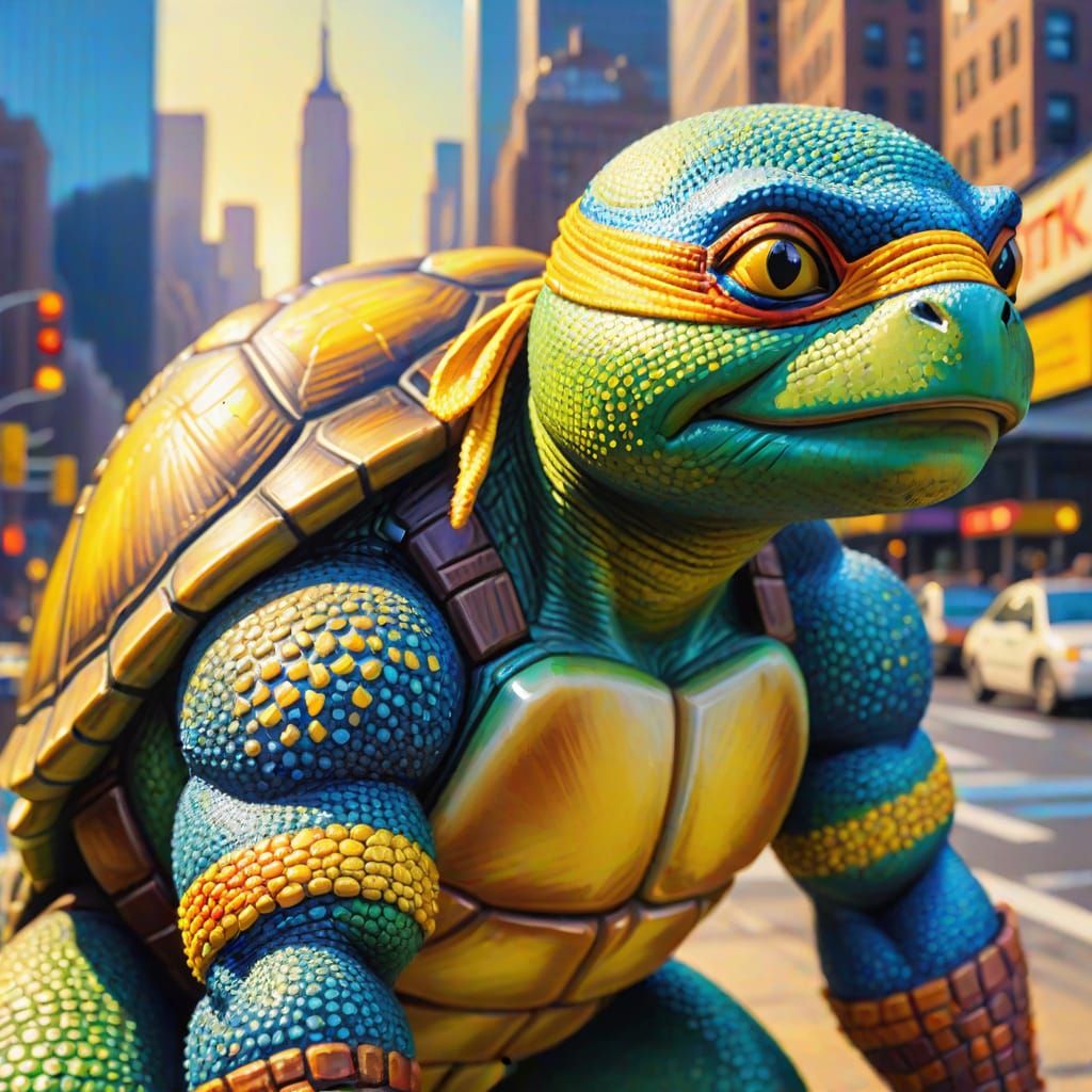 Ninja Turtle in NYC - Pointillism Masterpiece