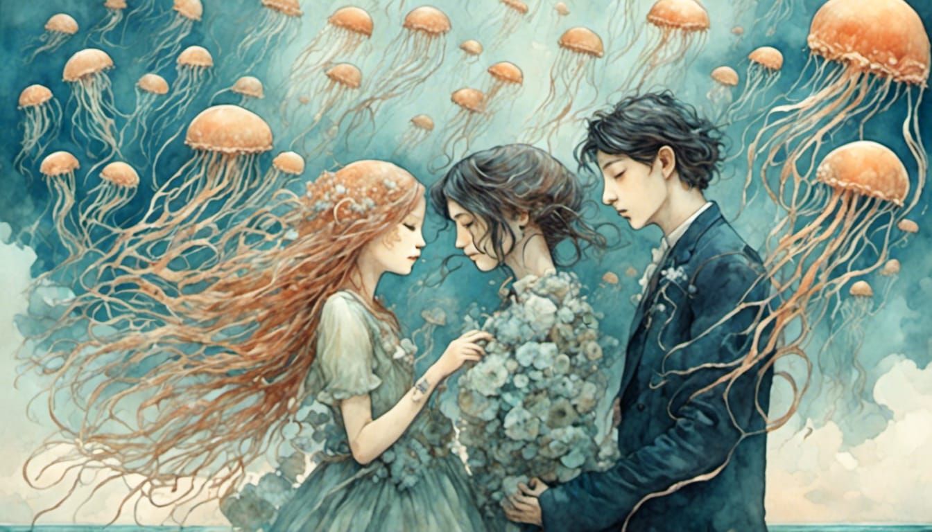 Sad Faces Gazing at Jellyfish Sky