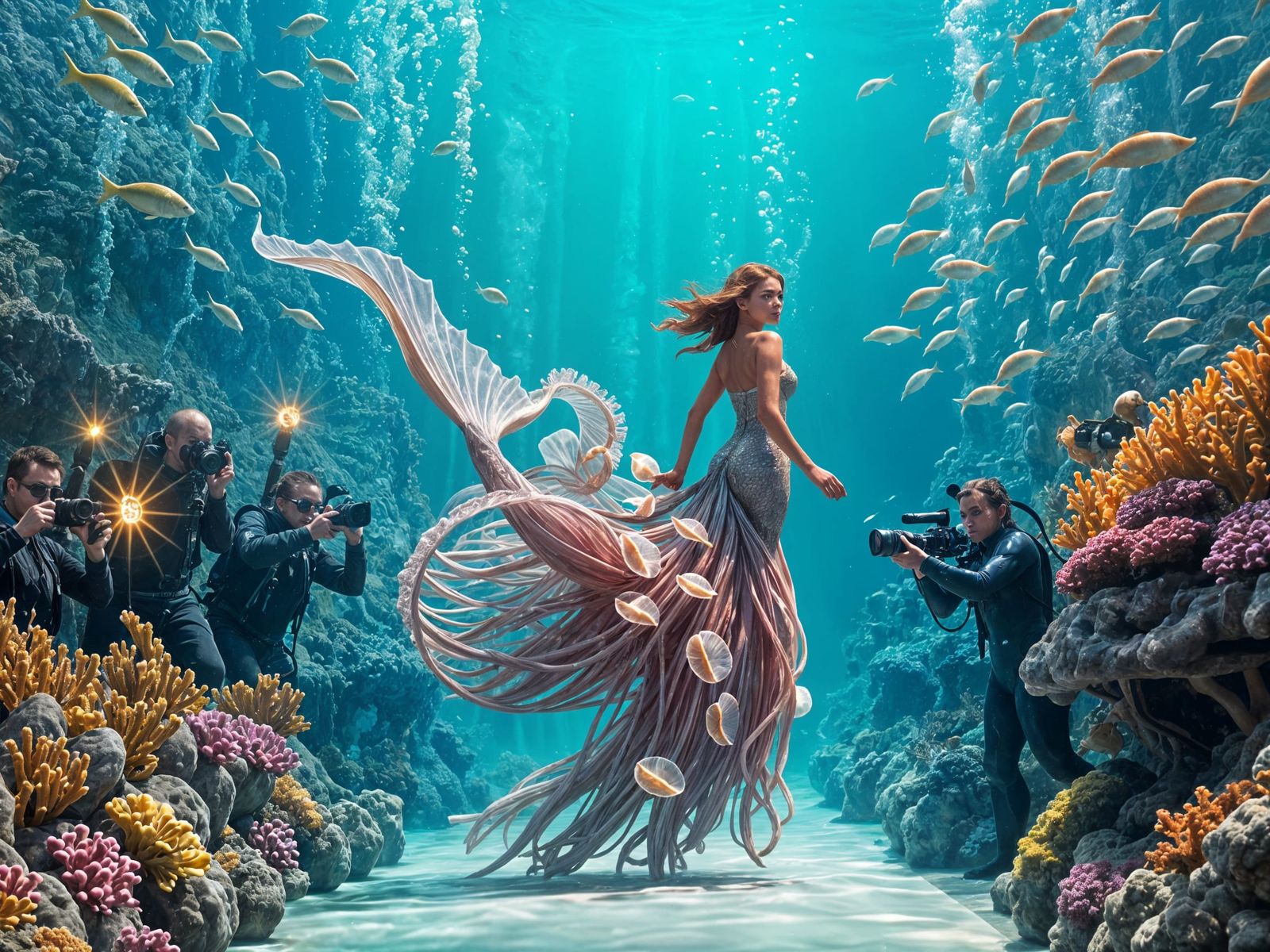 Mermaid Struts Her Stuff in an Underwater Fashion Spectacle