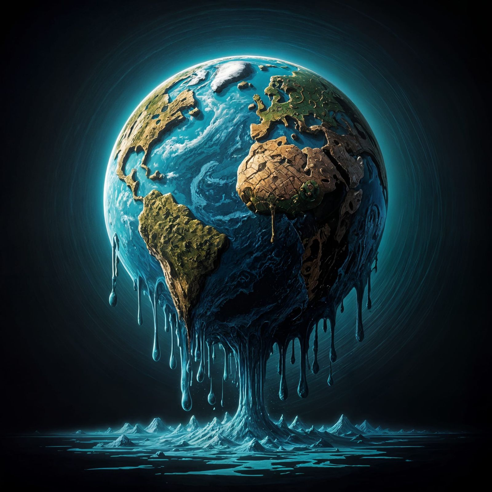 Melting Earth in Retro Sci-Fi Style