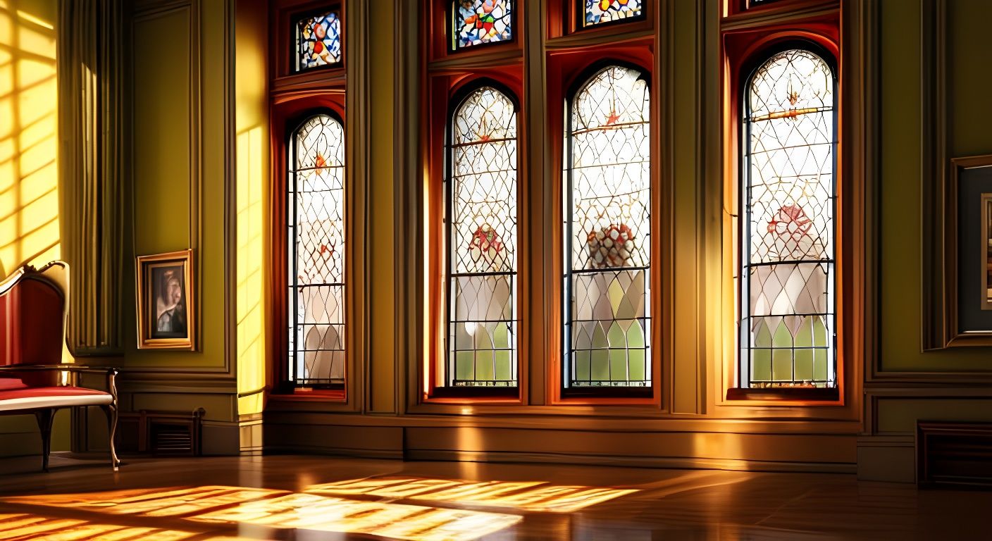 Ornate Stained Glass Windows in Victorian House