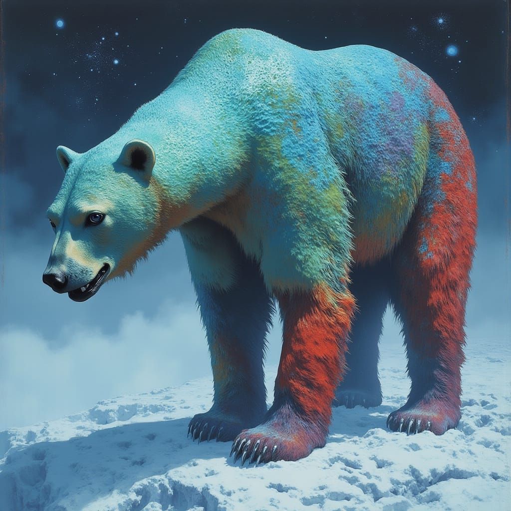 Ethereal Polar Bear in Dreamy Aurora-Inspired Hues