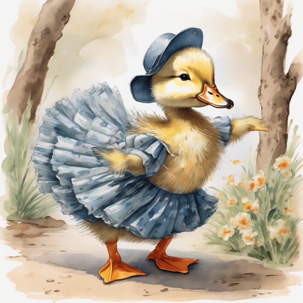 Duckling Dances Flamenco: Charming Beatrix Potter Style Illu...