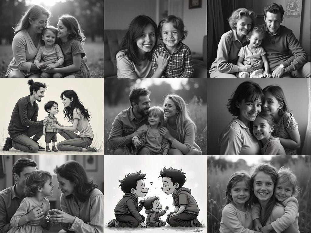 Nostalgic Black and White Family Moments