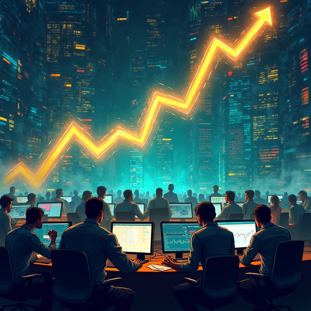 Cryptocurrency Trading Floor Digital Painting