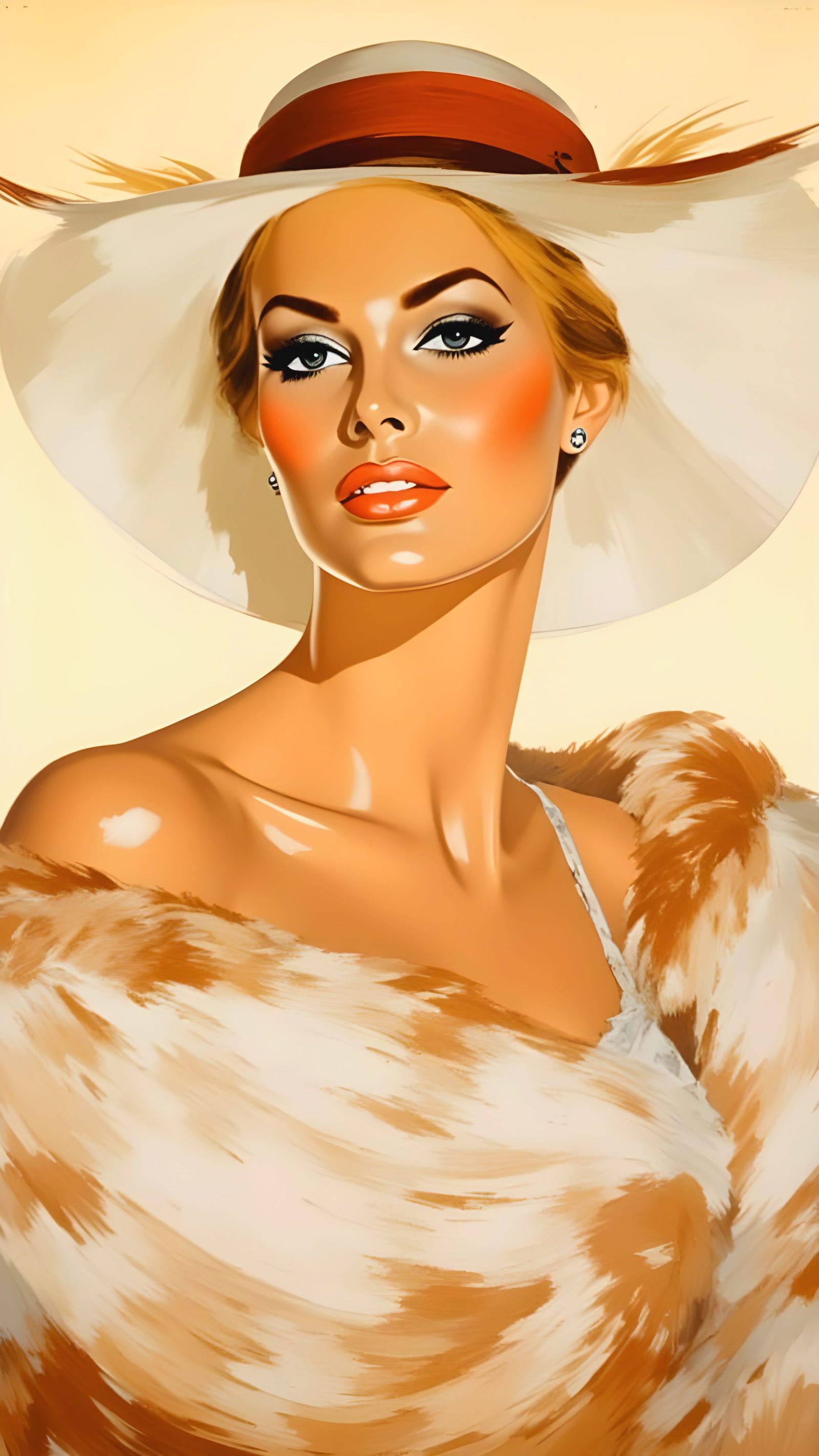 Raquel Welch Portrait in 1960s Abstract Style