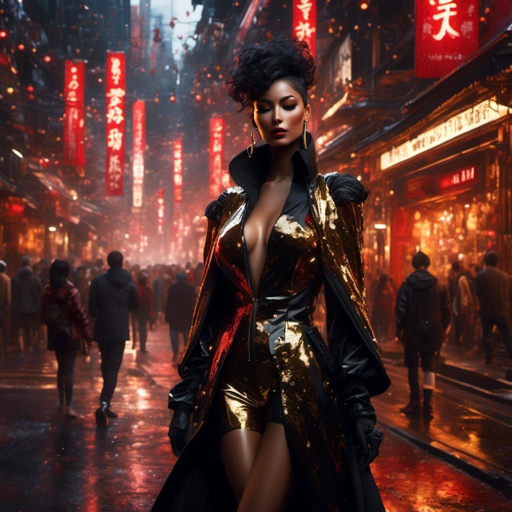 Beautiful Italian Mistress in Tokyo: Hyperreal Portrait