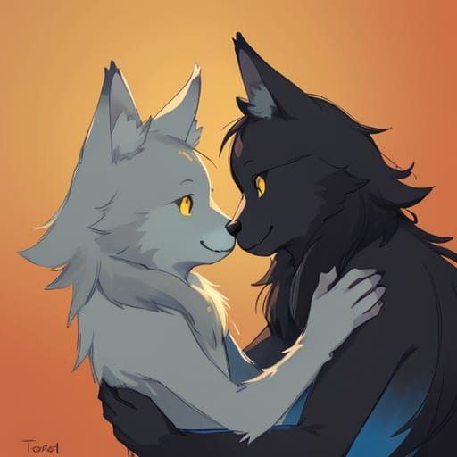 Intimate Gay Wolf Furries in Vibrant, Hyperrealistic Art