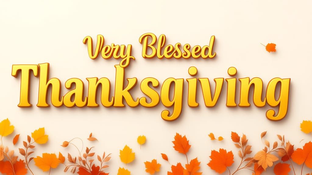 Blessed Thanksgiving: Golden 3D Autumn Banner