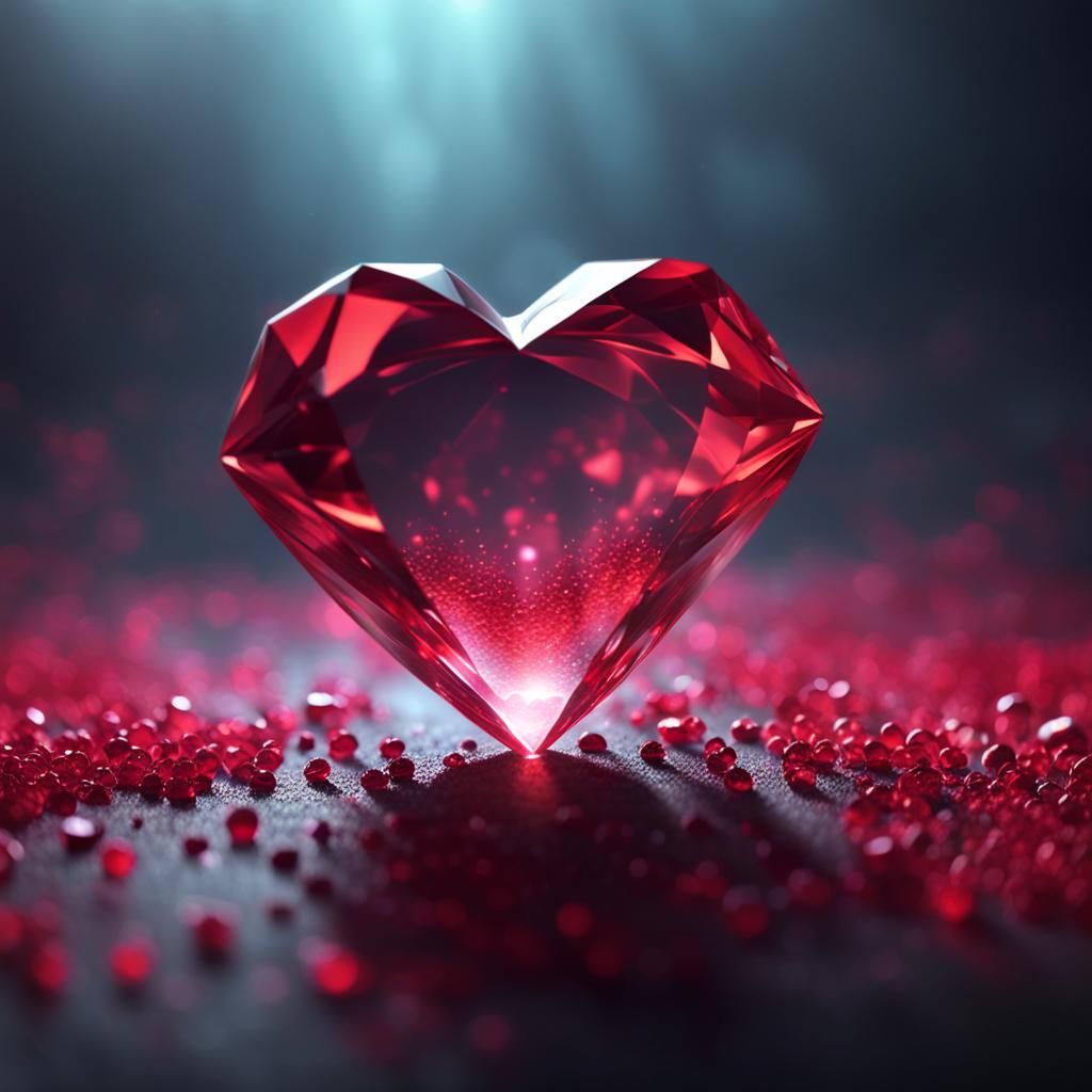 Fading Crimson Heart Gem in Ethereal Fog