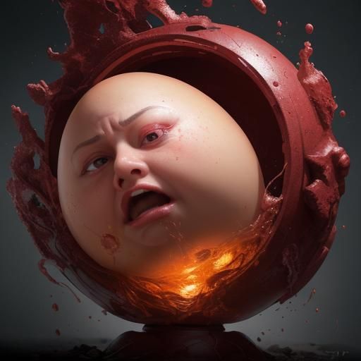 Hyperrealistic Egg of the King with Screaming Faces