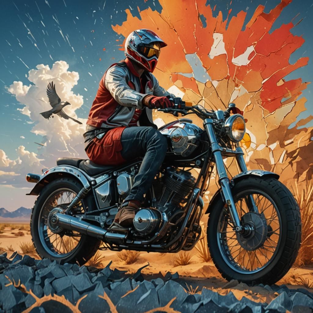 Stunning Custom Motorcycle in Golden Hour Desert Setting