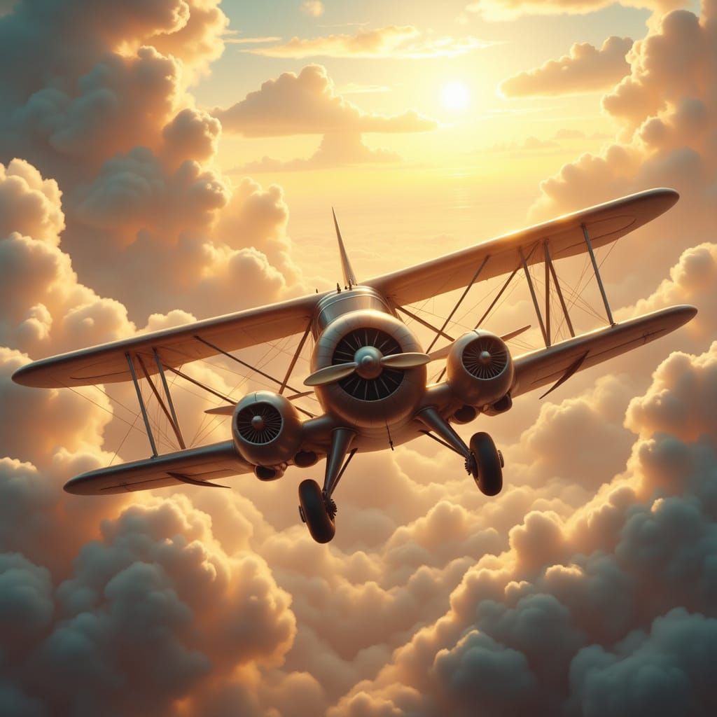 Vintage Airplane Banner in Antique Watercolor Style