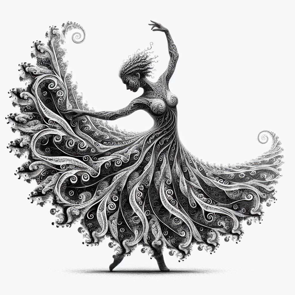 Woman Dancing in Fractal Dress