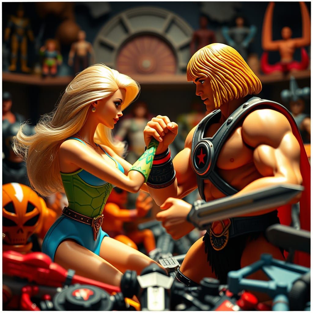 Action-Packed Cinematic Arm Wrestle: Toy Universe at Stake