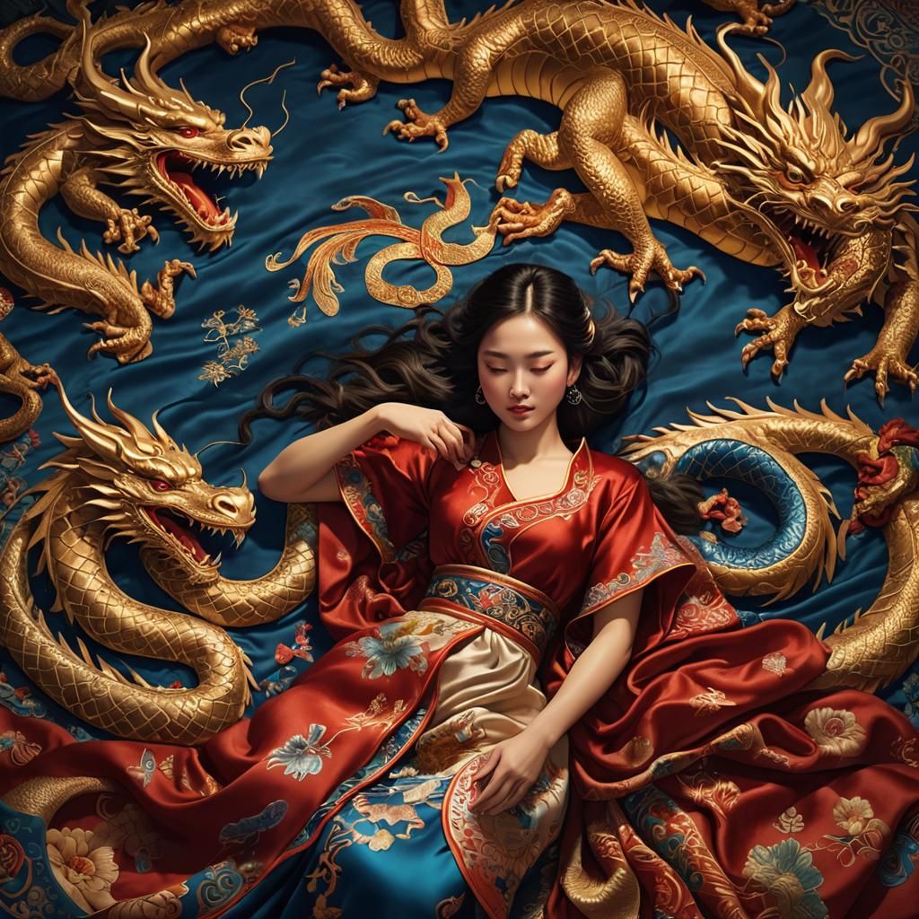 Girl and Dragon in Ancient China: Digital Matte Painting